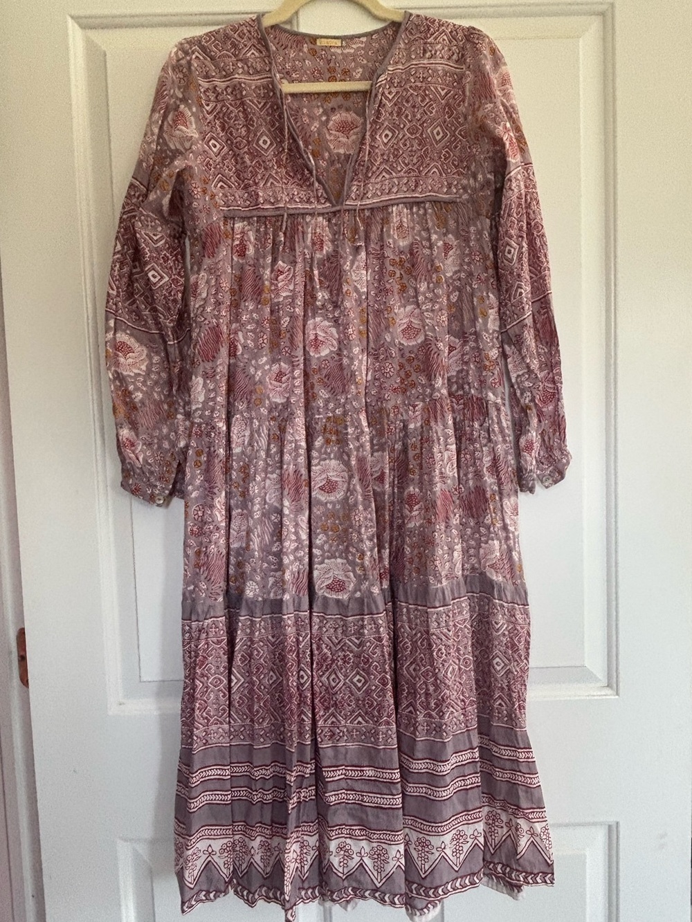 Matta Mauve Floral Long-Sleeve Midi Dress